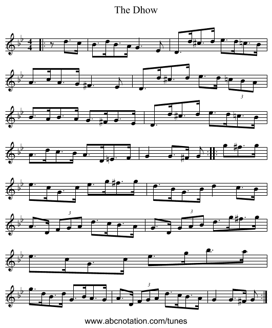 The Dhow - staff notation