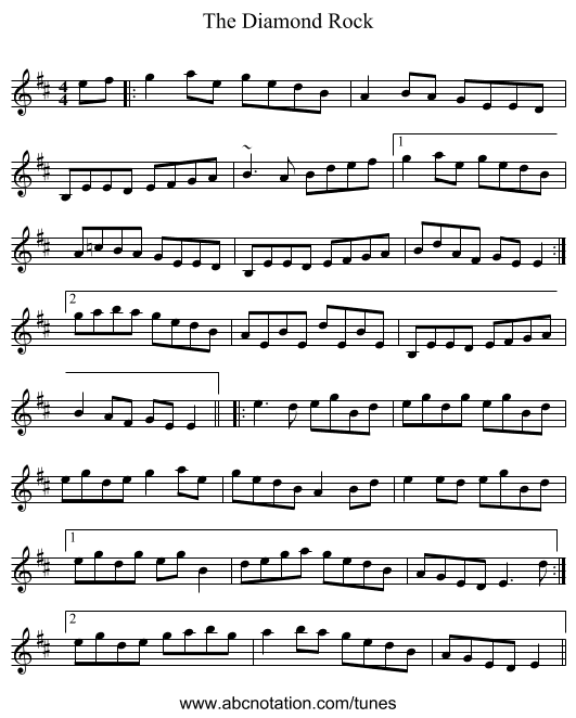 The Diamond Rock - staff notation