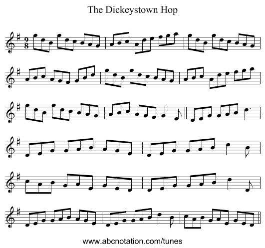 The Dickeystown Hop - staff notation