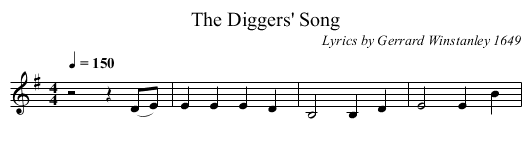 The Diggers' Song - staff notation