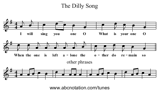 The Dilly Song - staff notation