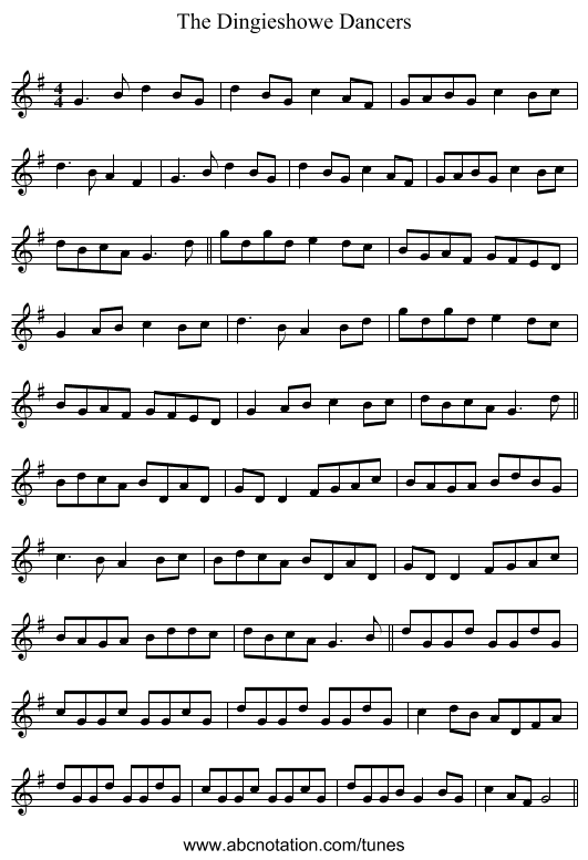 The Dingieshowe Dancers - staff notation