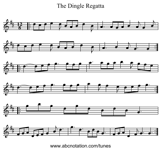 The Dingle Regatta - staff notation