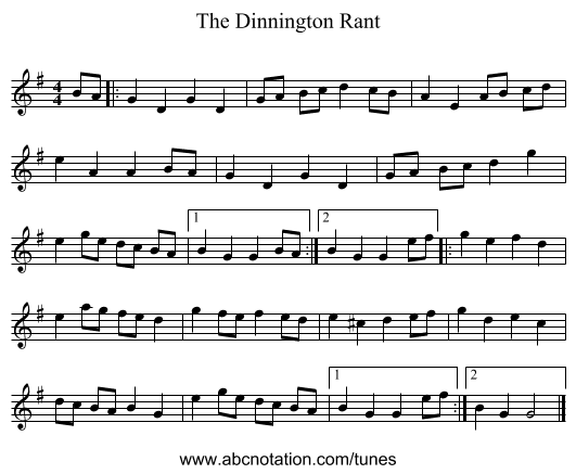 The Dinnington Rant - staff notation
