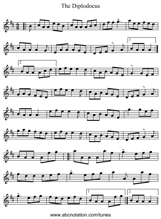 The Diplodocus - staff notation
