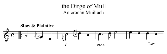 the Dirge of Mull - staff notation