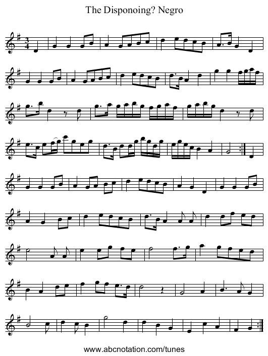 The Disponoing? Negro - staff notation