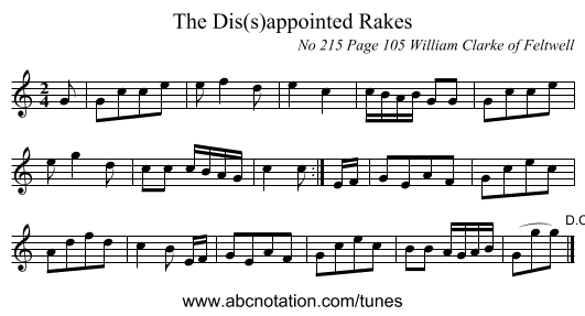 The Dis(s)appointed Rakes - staff notation