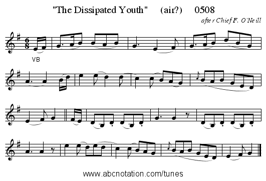 The Dissipated Youth     (air?)     0508 - staff notation