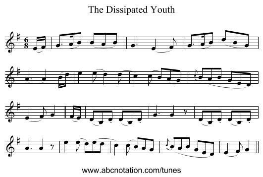 The Dissipated Youth - staff notation