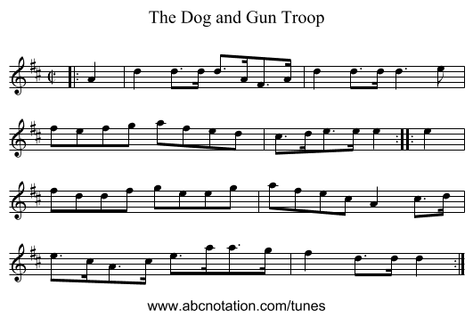 The Dog and Gun Troop - staff notation