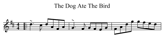 The Dog Ate The Bird - staff notation