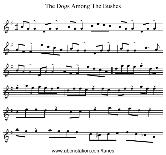 The Dogs Among The Bushes - staff notation