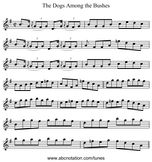 The Dogs Among the Bushes - staff notation