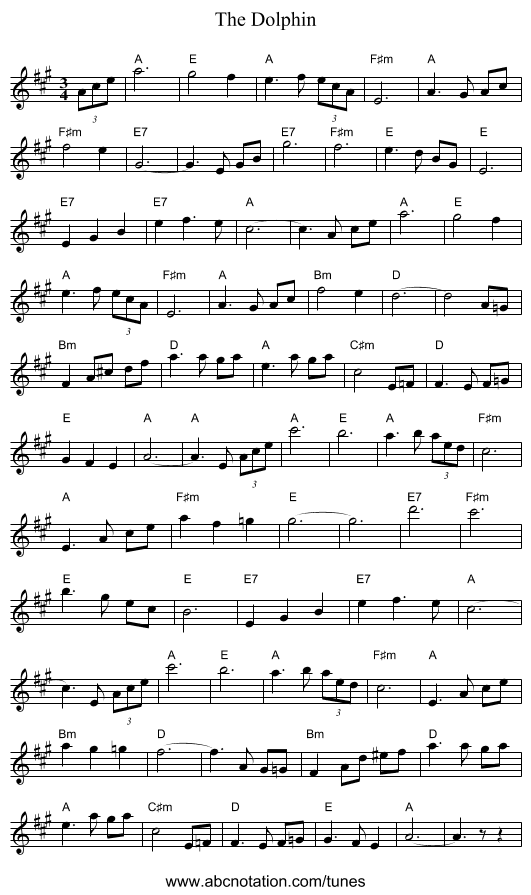 The Dolphin - staff notation