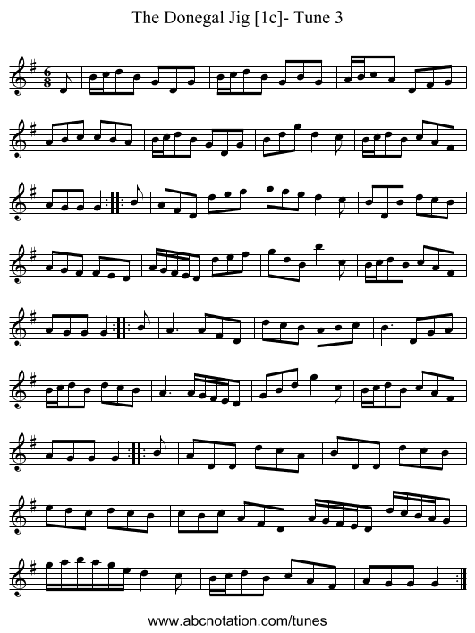 The Donegal Jig [1c]- Tune 3 - staff notation