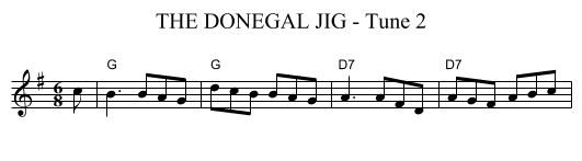 THE DONEGAL JIG - Tune 2 - staff notation