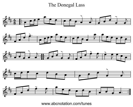 The Donegal Lass - staff notation