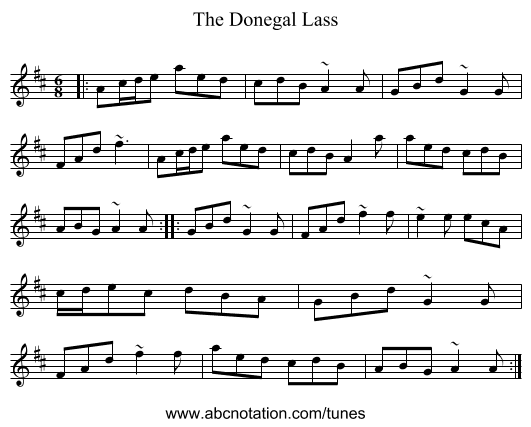 The Donegal Lass - staff notation