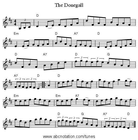 The Donegall - staff notation