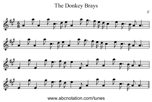 The Donkey Brays - staff notation