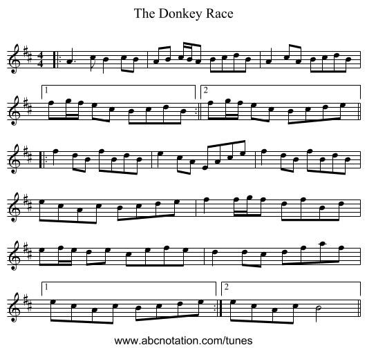 The Donkey Race - staff notation