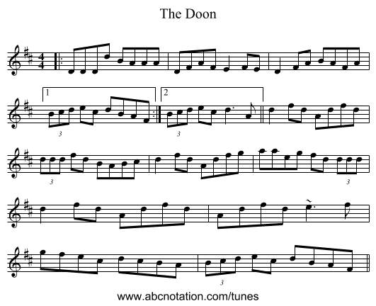 The Doon - staff notation