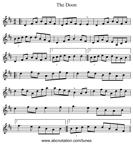 The Doon - staff notation