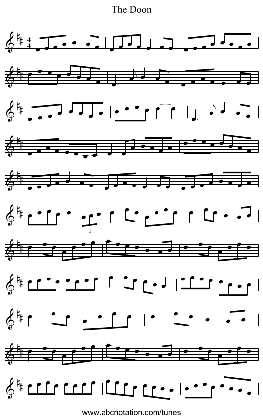 The Doon - staff notation