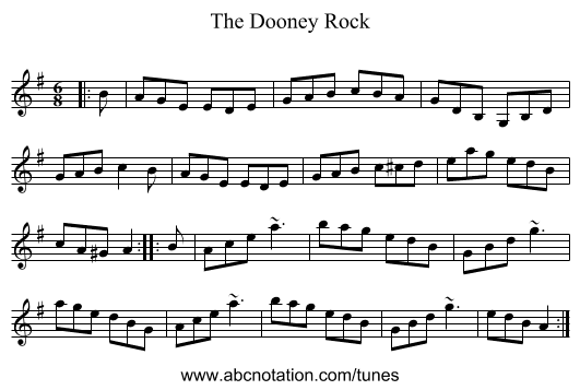 The Dooney Rock - staff notation