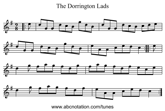 The Dorrington Lads - staff notation