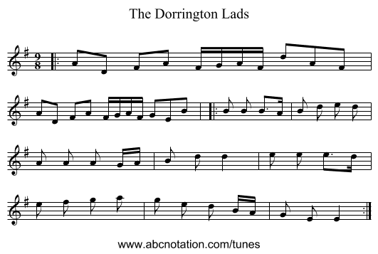 The Dorrington Lads - staff notation