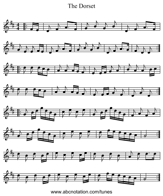 The Dorset - staff notation