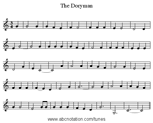 The Doryman - staff notation