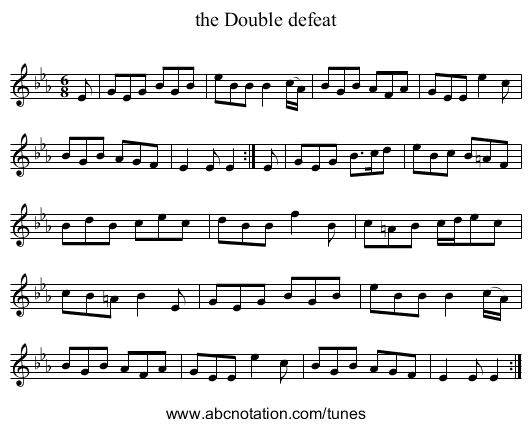 the Double defeat - staff notation