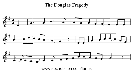 The Douglas Tragedy - staff notation