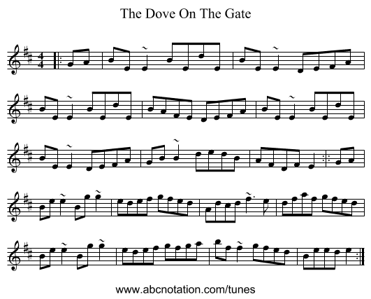 The Dove On The Gate - staff notation
