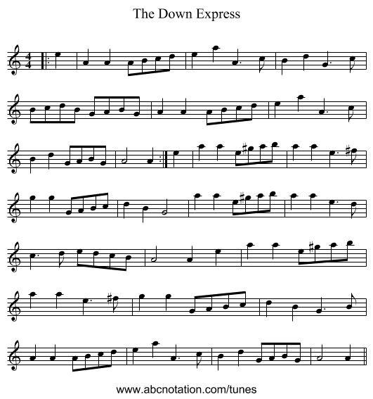 The Down Express - staff notation