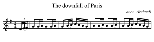 The downfall of Paris - staff notation