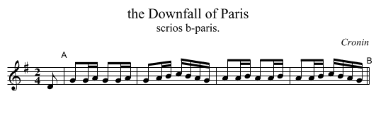 the Downfall of Paris - staff notation