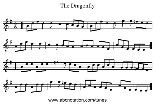 The Dragonfly - staff notation