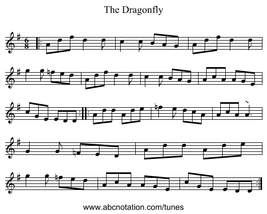 The Dragonfly - staff notation
