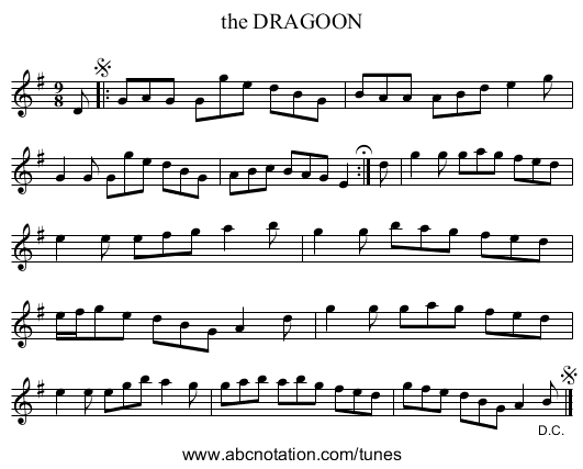 the DRAGOON - staff notation