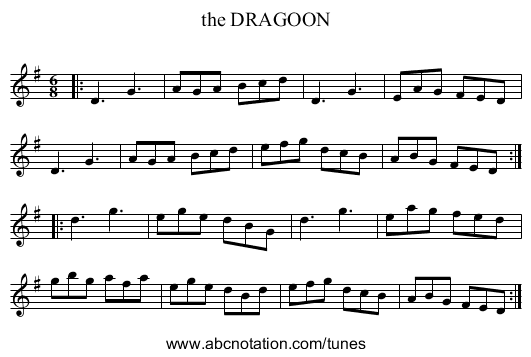 the DRAGOON - staff notation