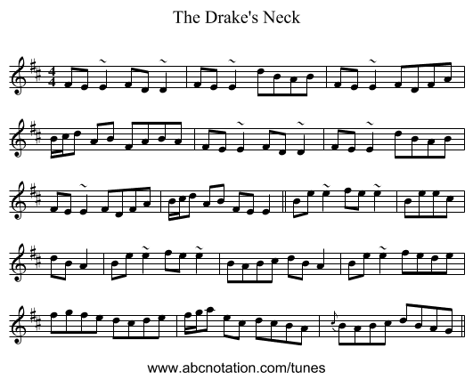 The Drake's Neck - staff notation