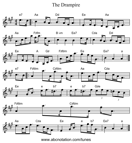 The Drampire - staff notation