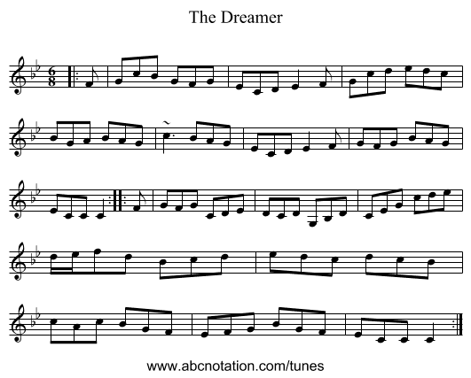 The Dreamer - staff notation