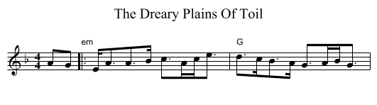 The Dreary Plains Of Toil - staff notation