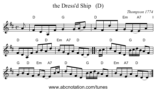 the Dress'd Ship (D) - staff notation