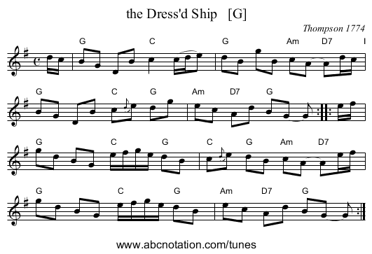 the Dress'd Ship   [G] - staff notation